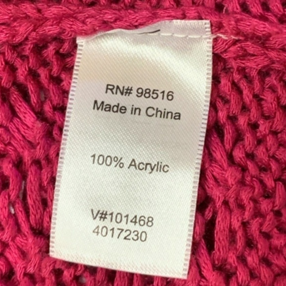 Coldwater Creek Pink Crochet Knit Short Sleeve Top Sz XS 4-6 Barbiecore #257B - Picture 6 of 7